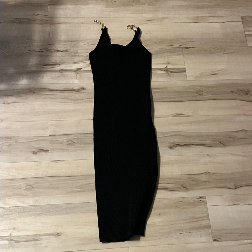 Forever 21 Black Midi Dress with Gold Details